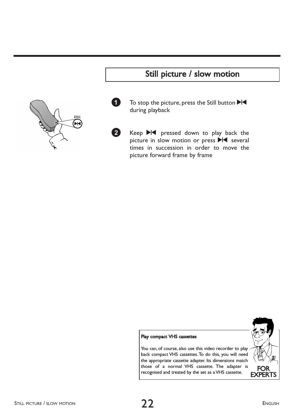 Still picture / slow motion | Philips VR 510/07 User Manual | Page 22 / 48