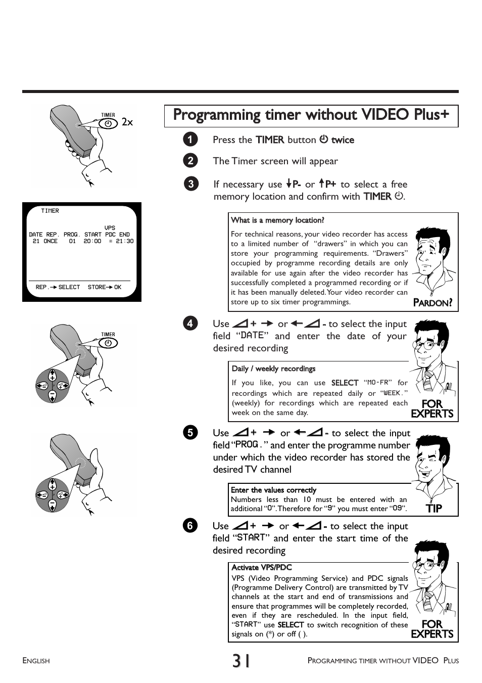 Programming timer without video plus | Philips VR 510/07 User Manual | Page 31 / 48