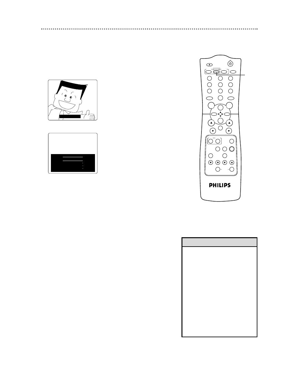Closed caption (cont’d) 55, Helpful hints, Standard closed captions half-screen text | Philips CCC 134AT User Manual | Page 55 / 69