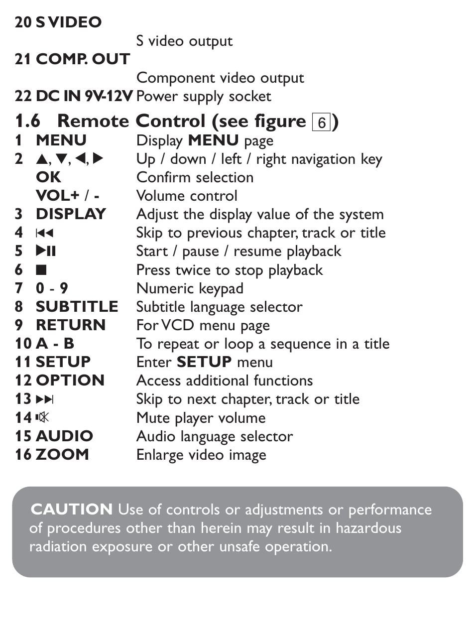 6 remote control (see figure 6 ) | Philips PET1031/12 User Manual | Page 7 / 30