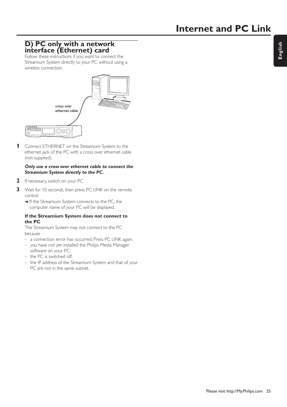 Internet and pc link | Philips MX6000I/37 User Manual | Page 25 / 55