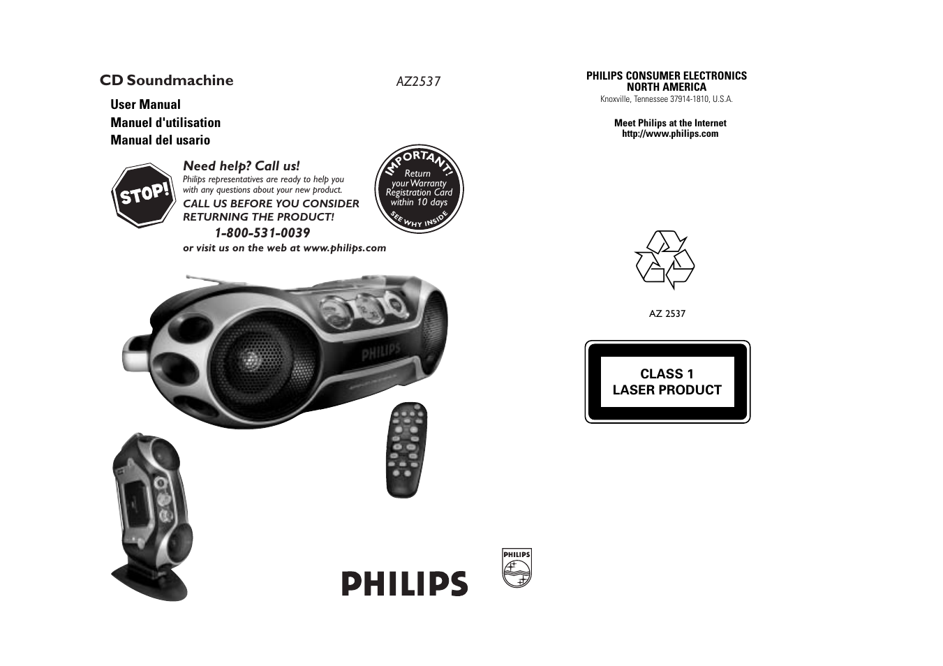 Philips AZ2537 User Manual | 9 pages