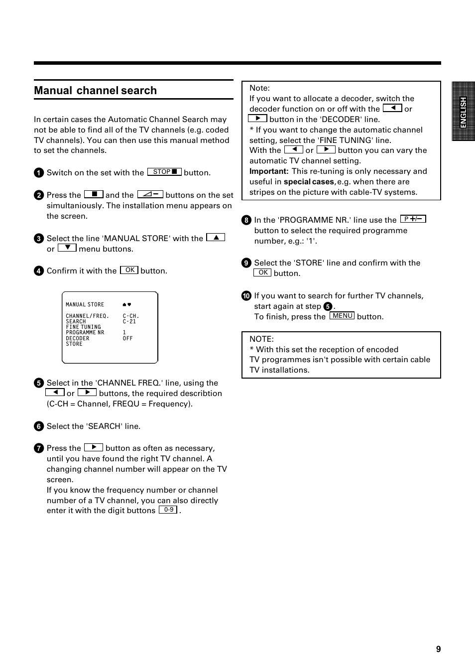 Manual channel search | Philips Combi 14 PV 172 User Manual | Page 9 / 24