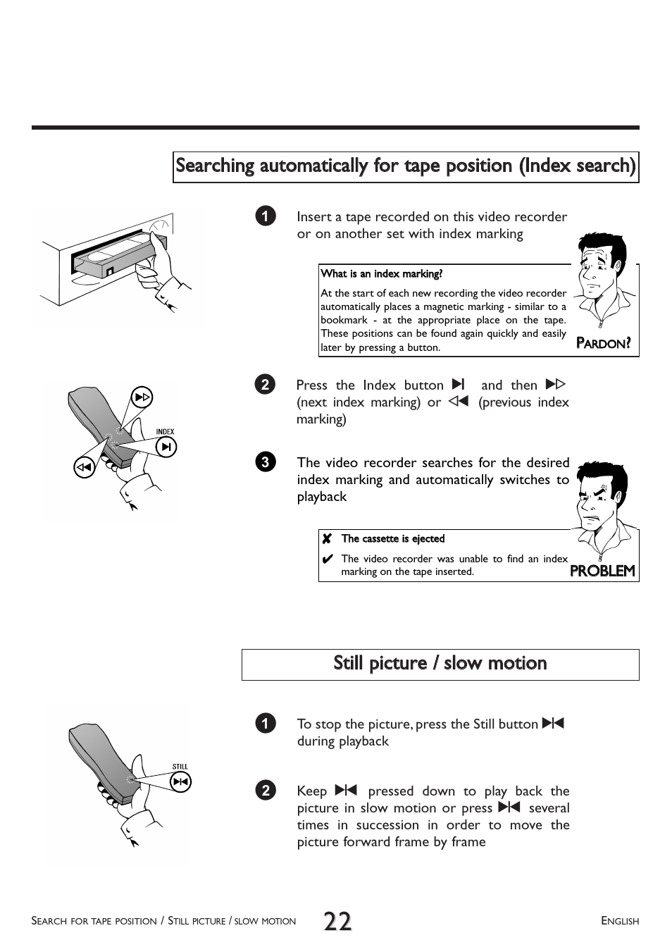 Still picture / slow motion | Philips VR 708A/07 User Manual | Page 22 / 56