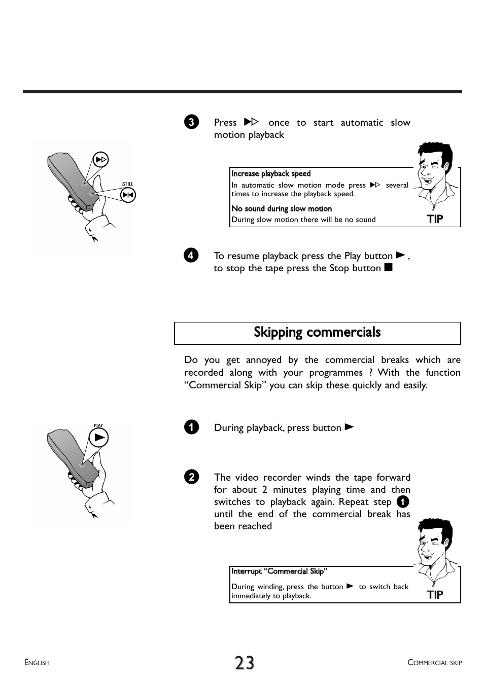 Skipping commercials | Philips VR 708A/07 User Manual | Page 23 / 56