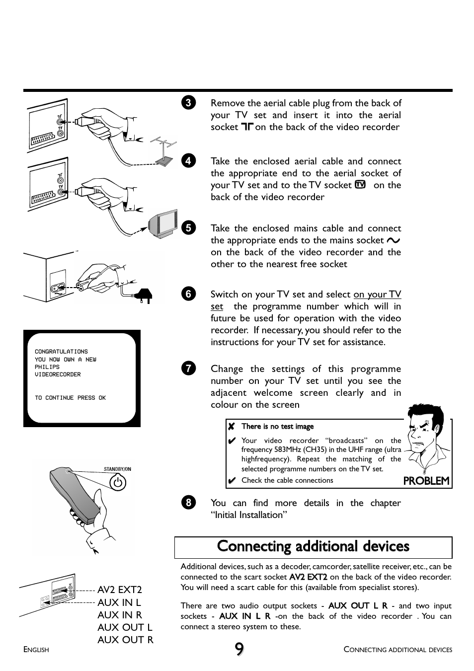 Connecting additional devices | Philips VR 708A/07 User Manual | Page 9 / 56