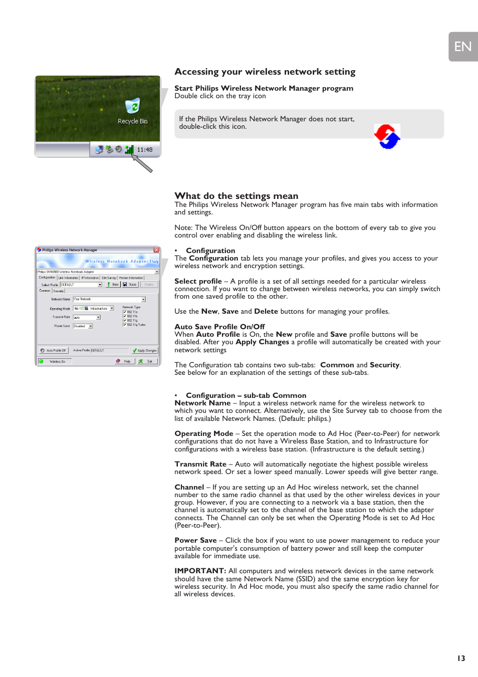 Accessing your wireless network setting, What do the settings mean | Philips SNN6500 User Manual | Page 13 / 25