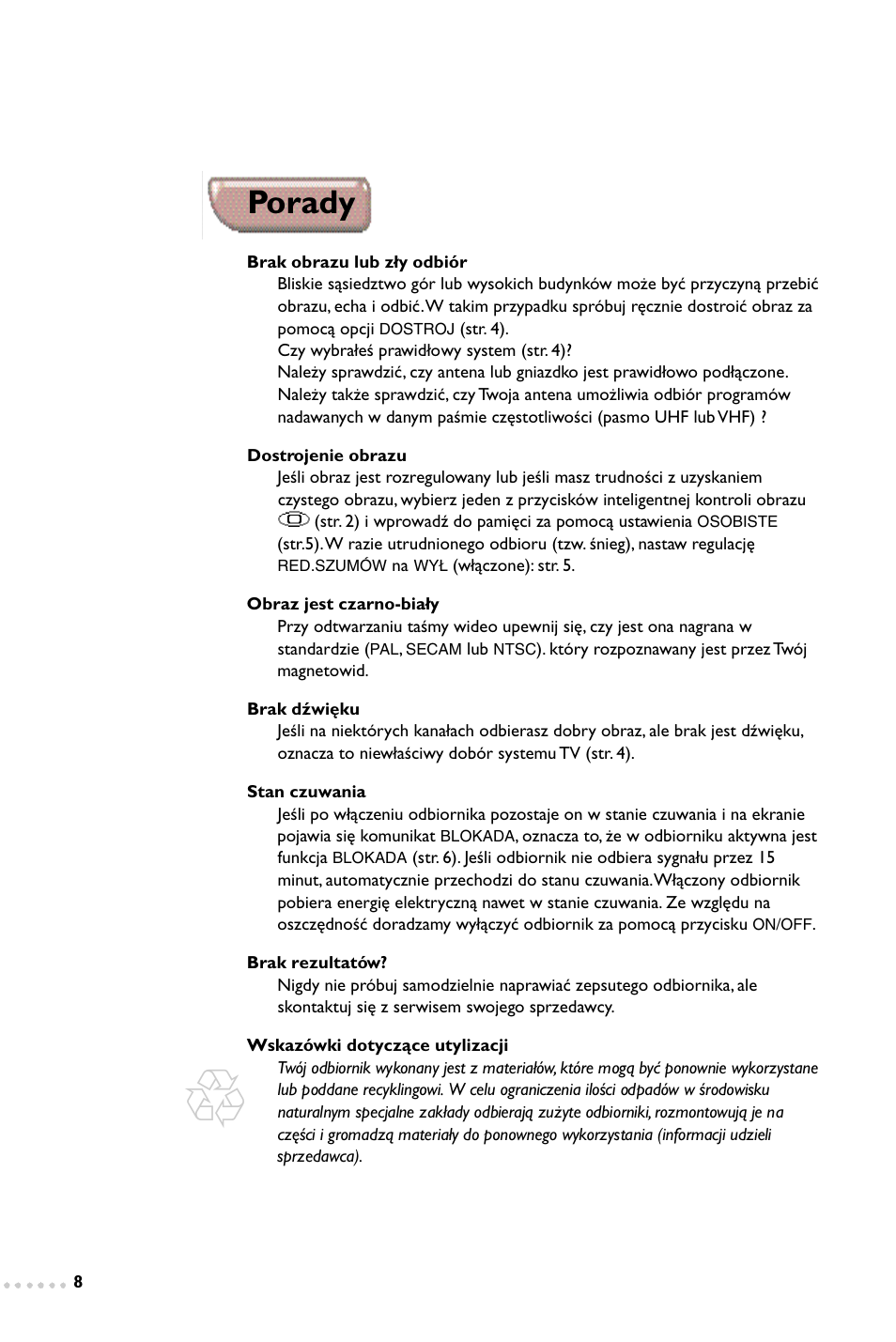 Porady | Philips 14PT1347 User Manual | Page 40 / 64