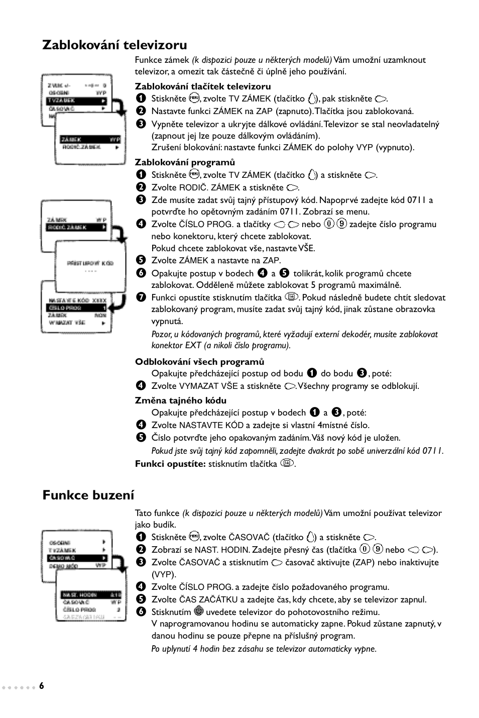 Zablokování televizoru funkce buzení | Philips 14PT1347 User Manual | Page 46 / 64