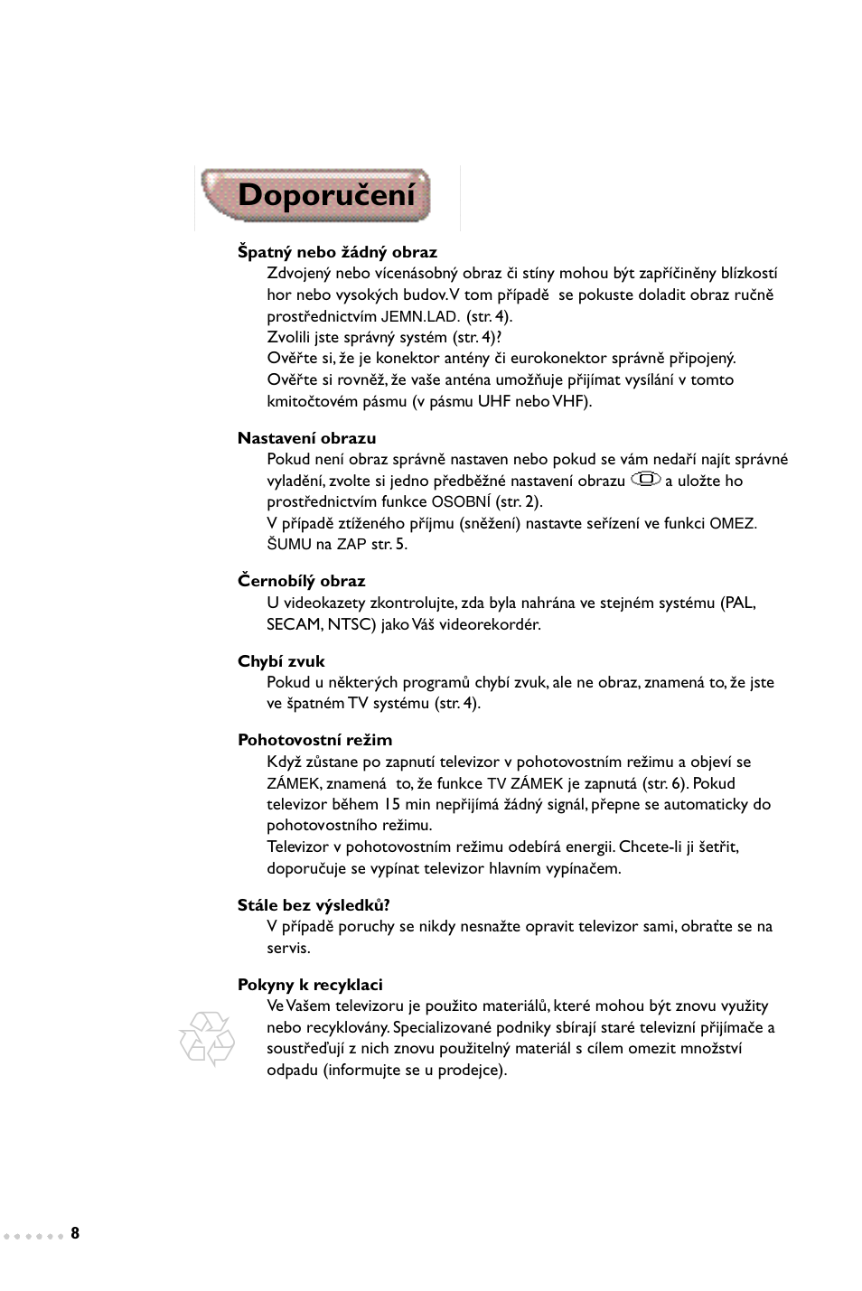 Doporučení | Philips 14PT1347 User Manual | Page 48 / 64