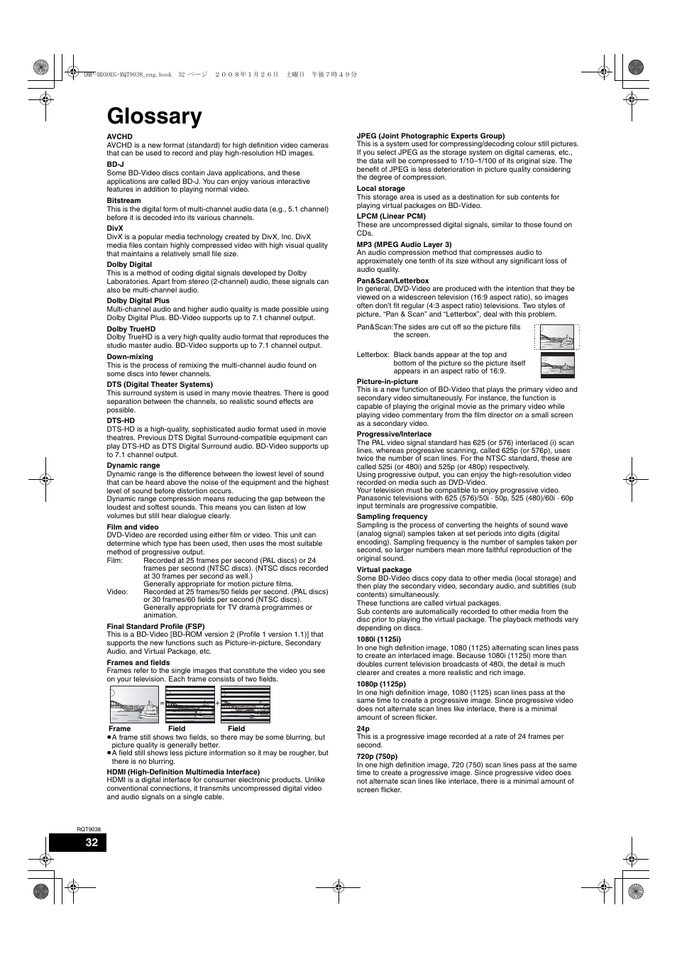 Glossary | Philips DMP-BD30 User Manual | Page 32 / 36