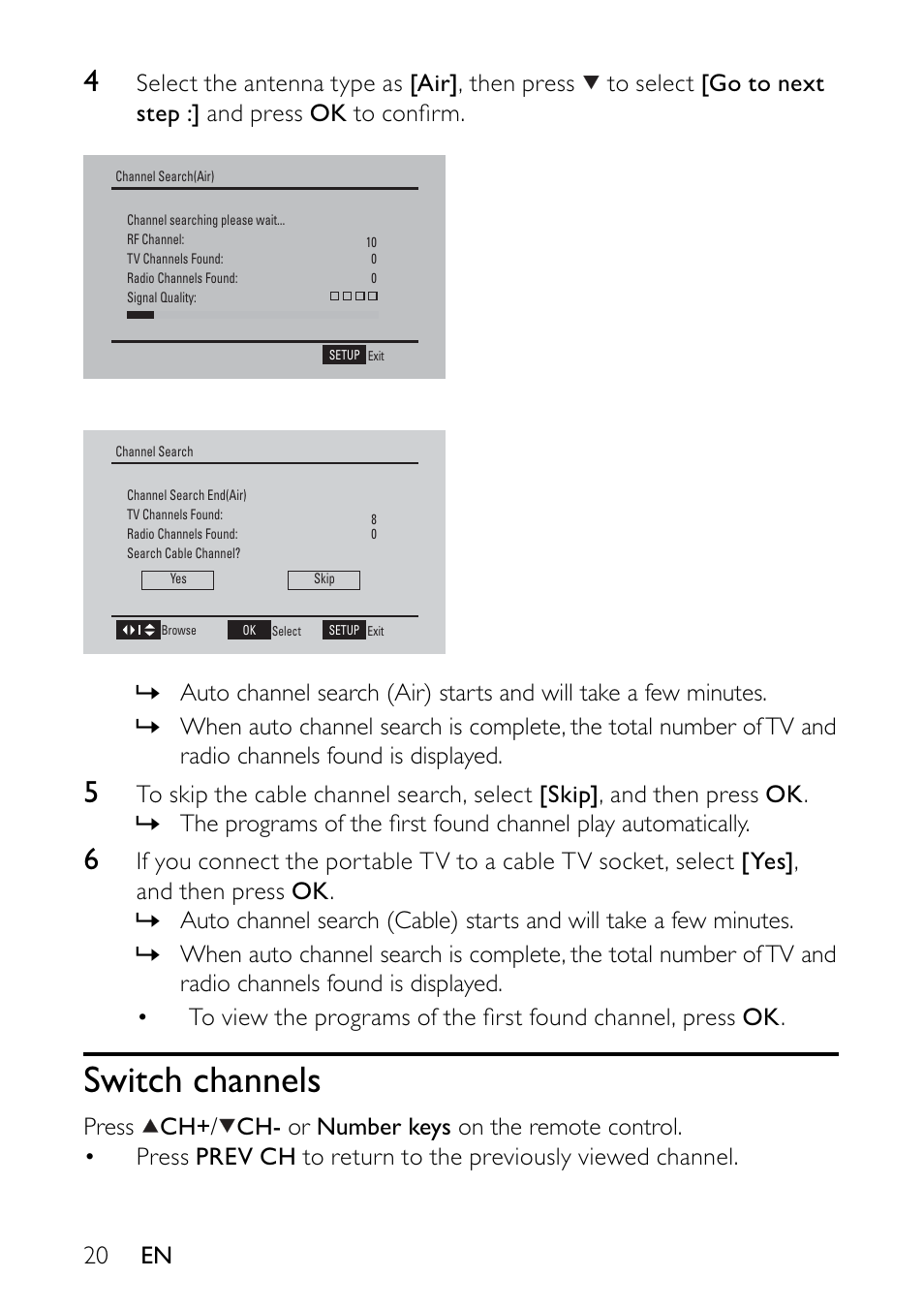 Switch channels | Philips PVD900/37 User Manual | Page 20 / 30