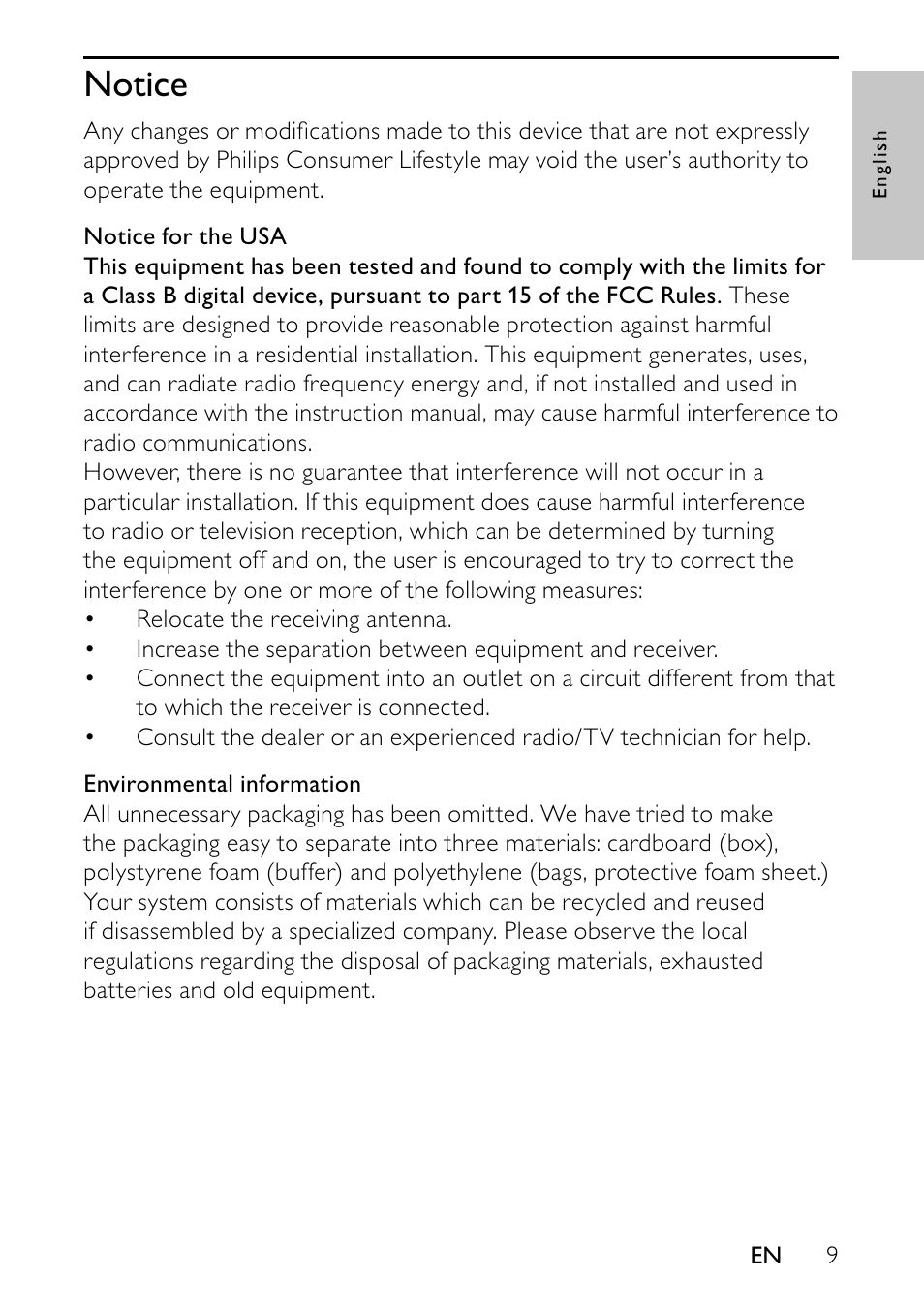 Notice | Philips PVD900/37 User Manual | Page 9 / 30