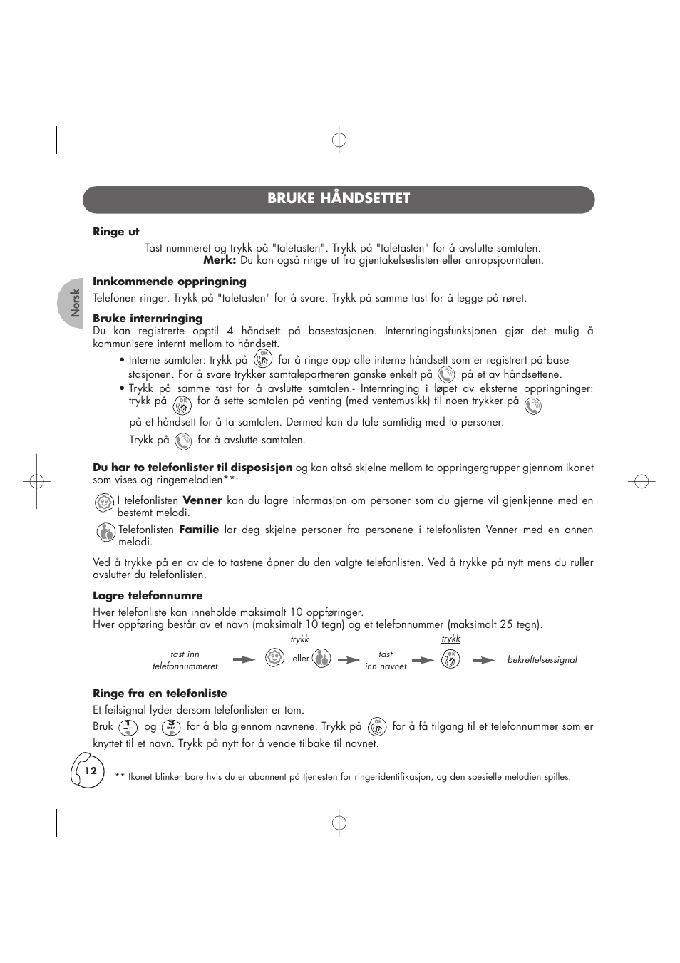 Bruke håndsettet | Philips Kala 200 User Manual | Page 13 / 41