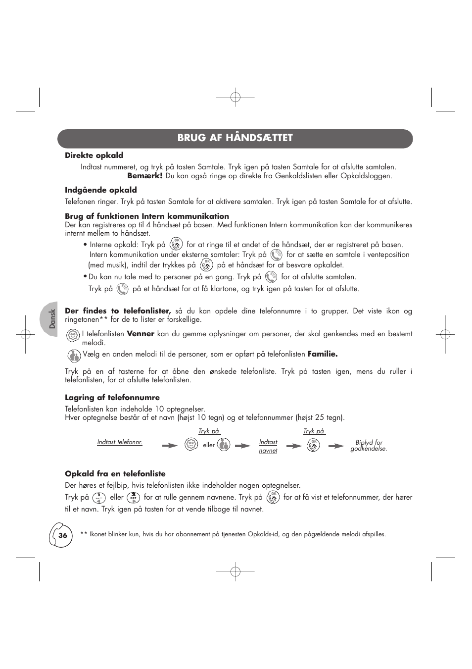 Brug af håndsættet | Philips Kala 200 User Manual | Page 37 / 41