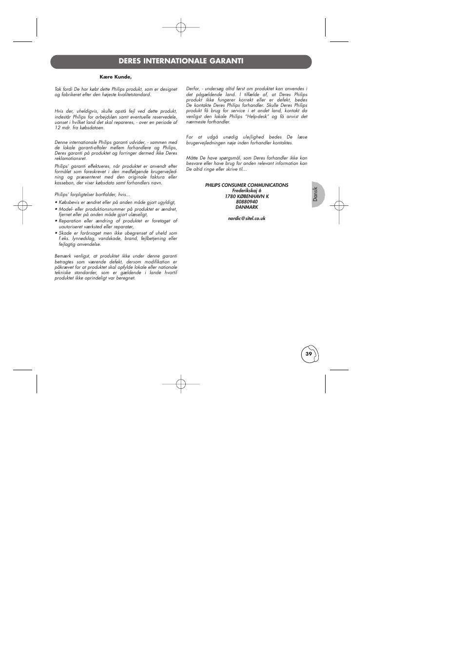 Deres internationale garanti | Philips Kala 200 User Manual | Page 40 / 41