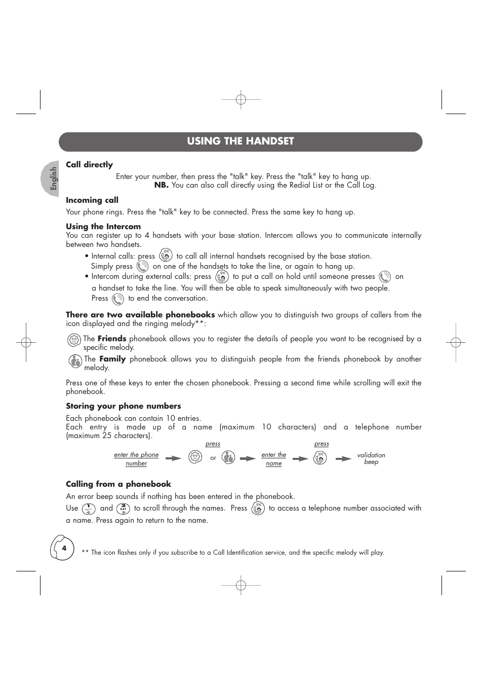 Using the handset | Philips Kala 200 User Manual | Page 5 / 41