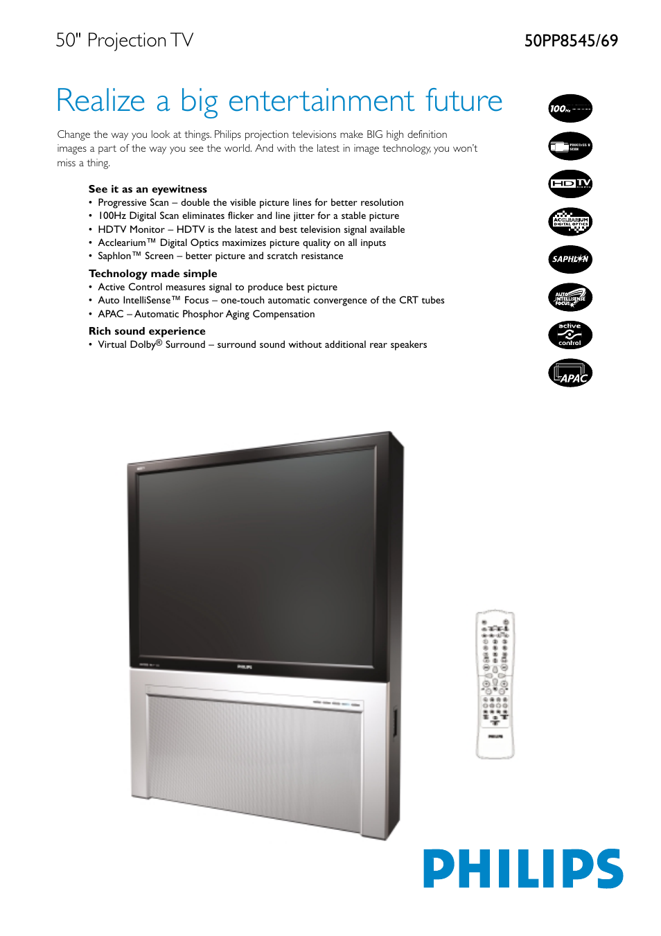 Philips 50PP8545/69 User Manual | 2 pages