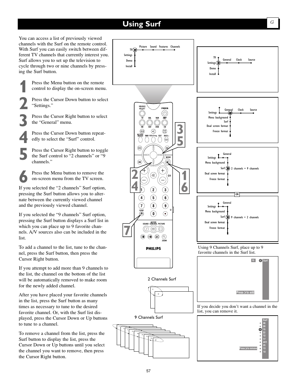 Using surf | Philips Cineos 55PL9223 User Manual | Page 57 / 80