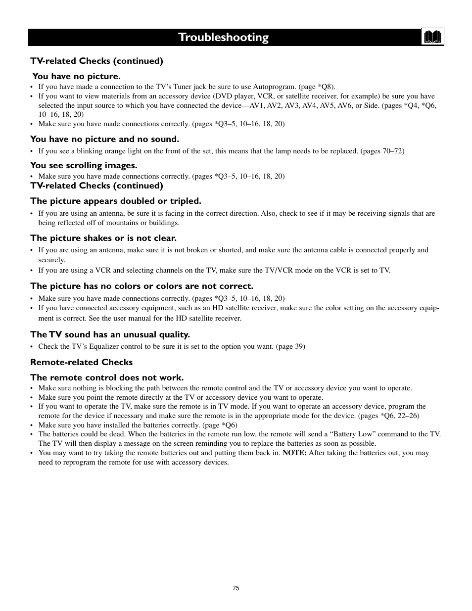 Troubleshooting | Philips Cineos 55PL9223 User Manual | Page 75 / 80