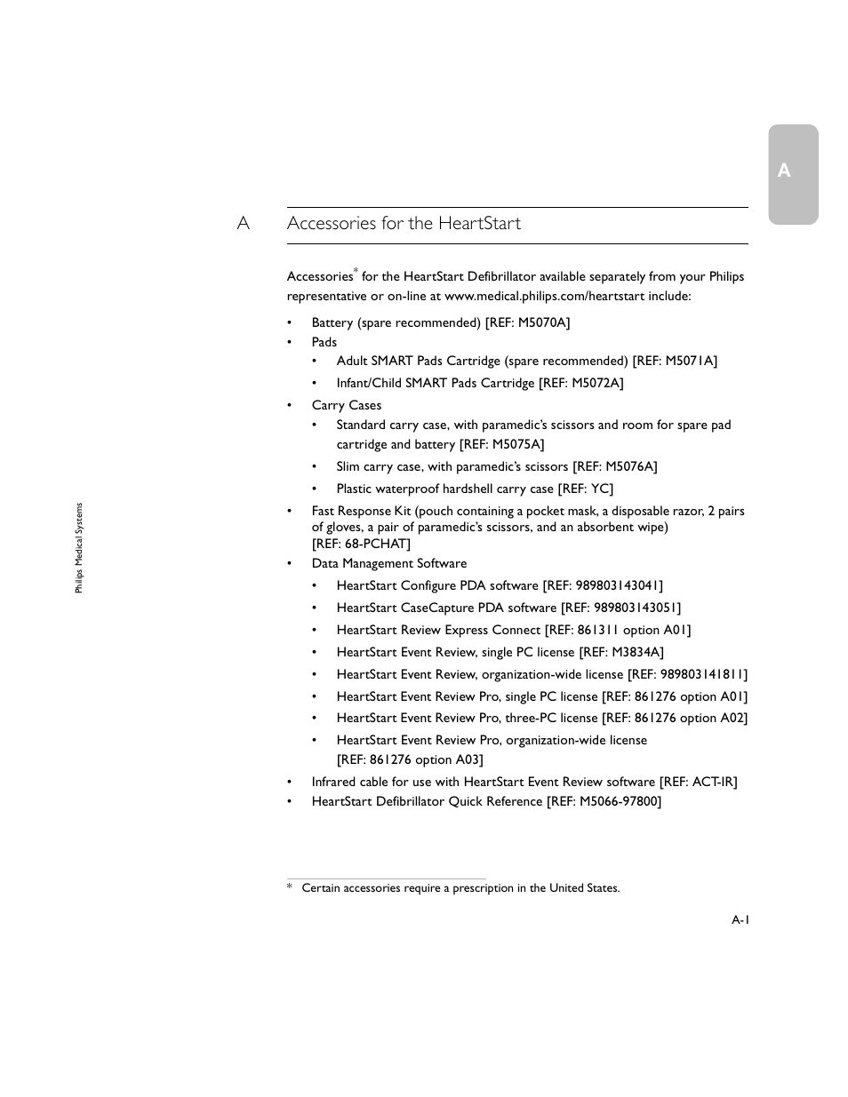 Aaccessories for the heartstart | Philips M5066A User Manual | Page 31 / 70