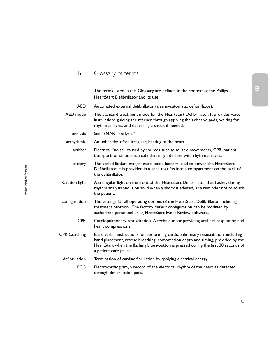 Bglossary of terms | Philips M5066A User Manual | Page 33 / 70