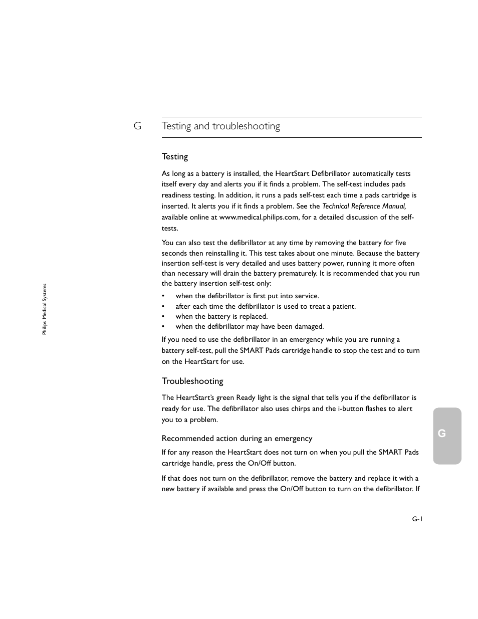 Gtesting and troubleshooting, Testing, Troubleshooting | Philips M5066A User Manual | Page 57 / 70