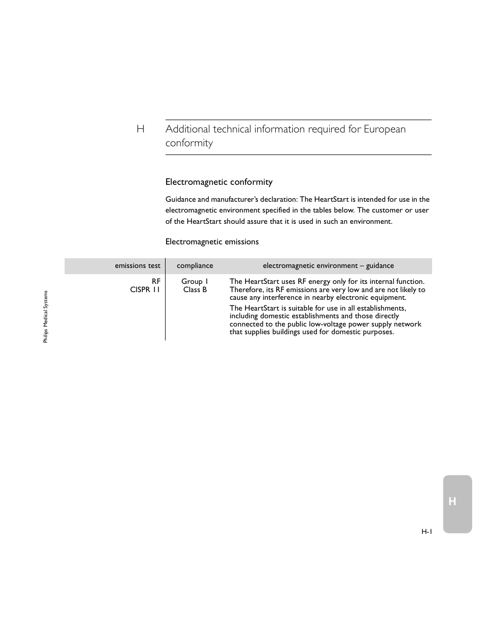 Electromagnetic conformity | Philips M5066A User Manual | Page 61 / 70
