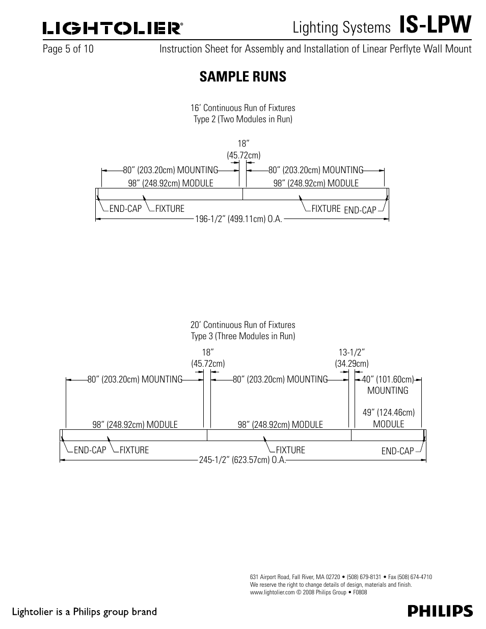 Is-lpw, Lighting systems, Sample runs | Philips IS-LPW User Manual | Page 5 / 10