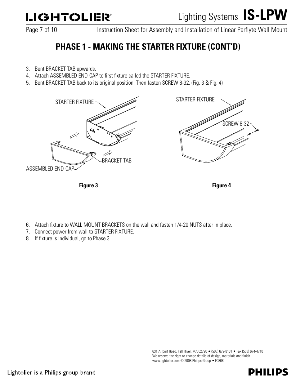 Is-lpw, Lighting systems, Phase 1 - making the starter fixture (cont’d) | Philips IS-LPW User Manual | Page 7 / 10