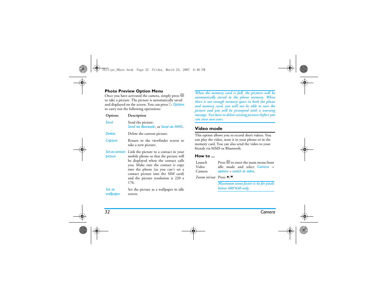 Video mode | Philips CT9A9R User Manual | Page 33 / 93
