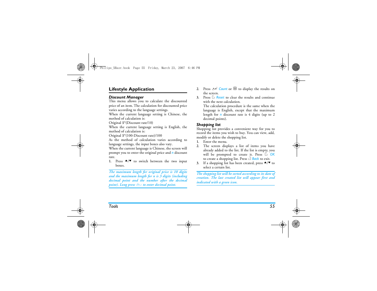Lifestyle application | Philips CT9A9R User Manual | Page 56 / 93