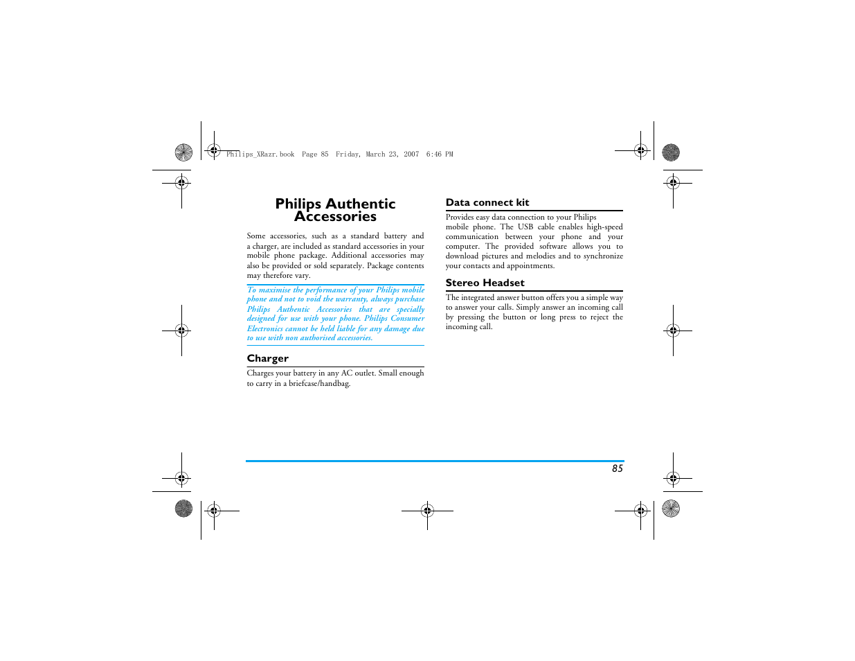 Philips authentic accessories | Philips CT9A9R User Manual | Page 86 / 93