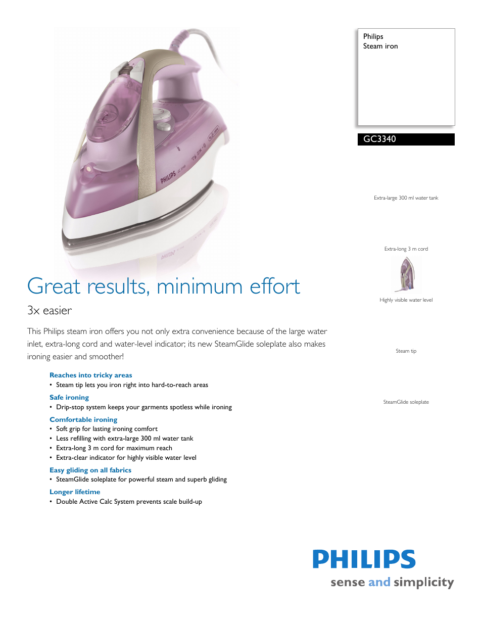 Philips GC3340 User Manual | 2 pages