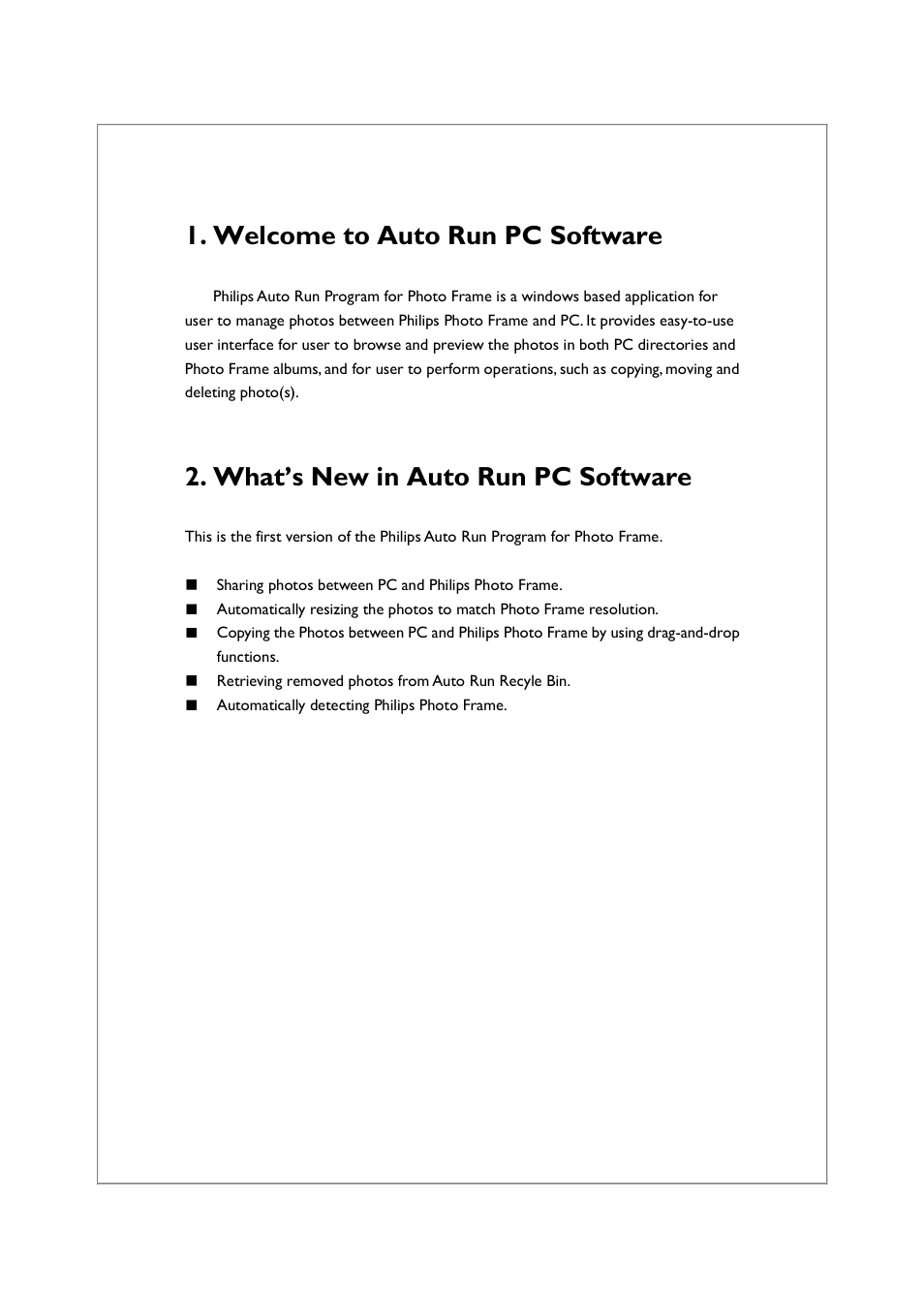 Welcome to auto run pc software, Whats new in auto run pc software | Philips 9FF2 User Manual | Page 3 / 16