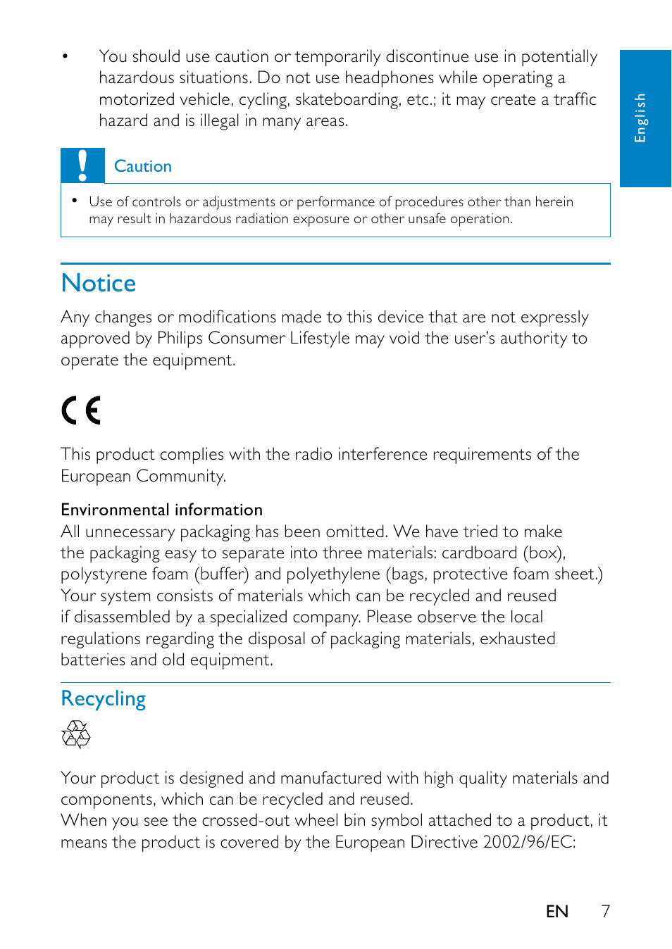 Notice, Notice 7 | Philips PD7010 User Manual | Page 6 / 18