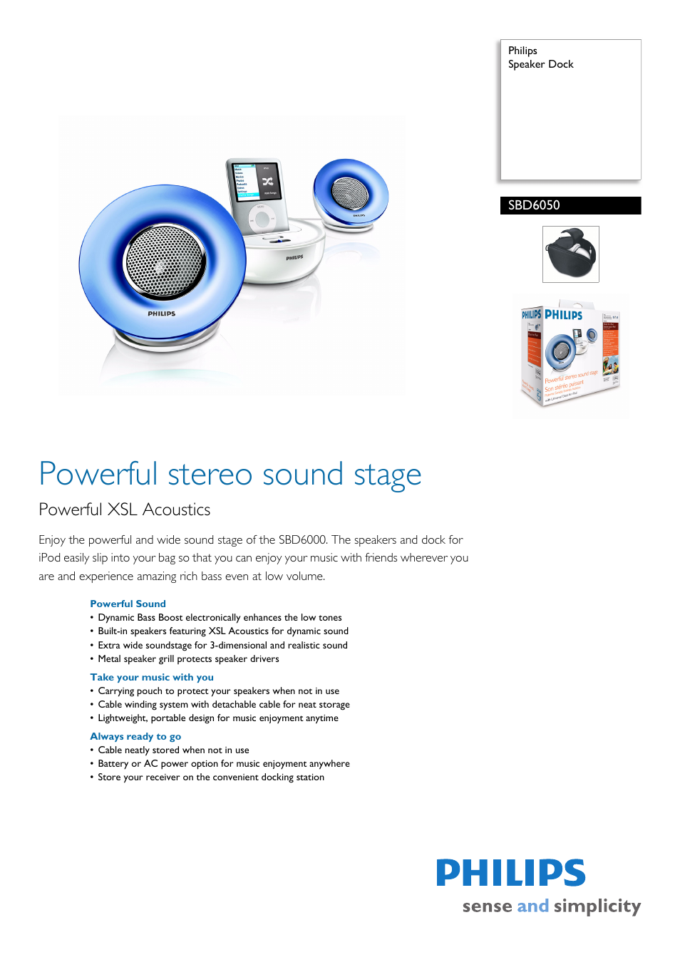 Philips SBD6050 User Manual | 2 pages