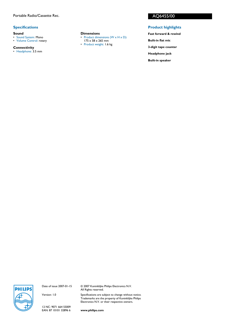 Philips AQ6455/00 User Manual | Page 2 / 2