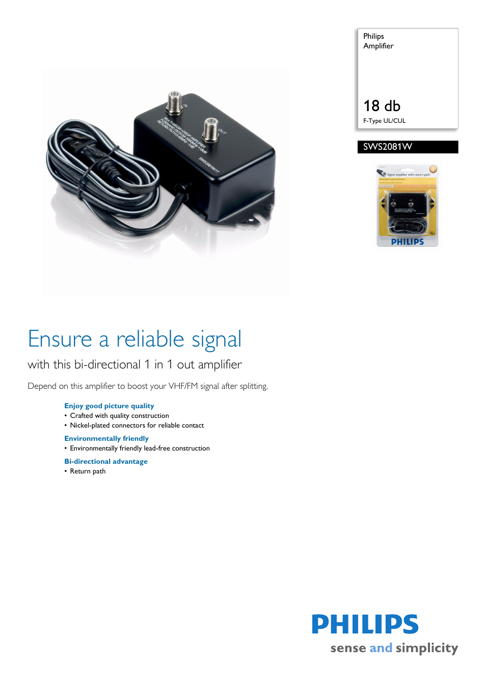 Philips SWS2081W User Manual | 2 pages