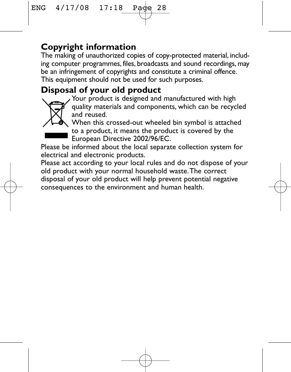 Philips PET831/05 User Manual | Page 28 / 29
