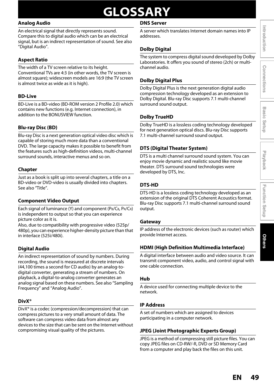 Glossary, 49 en | Philips BDP5012/F7 User Manual | Page 49 / 56