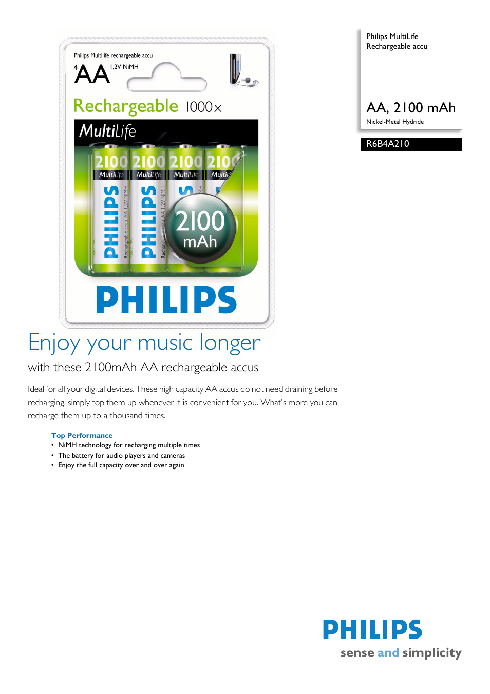 Philips R6B4A210 User Manual | 2 pages