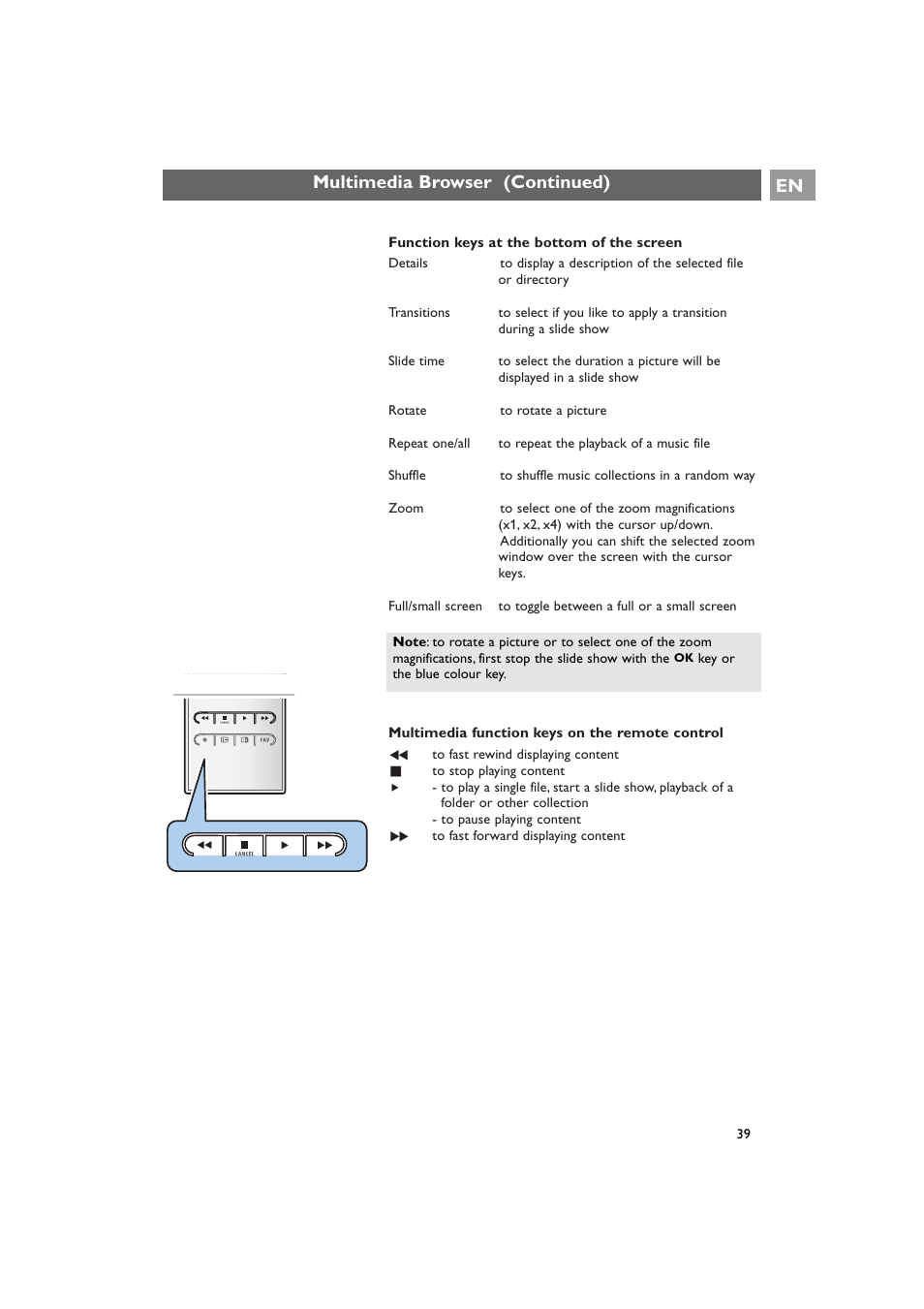 Multimedia browser (continued) en | Philips 42PF9641D/10 User Manual | Page 39 / 65