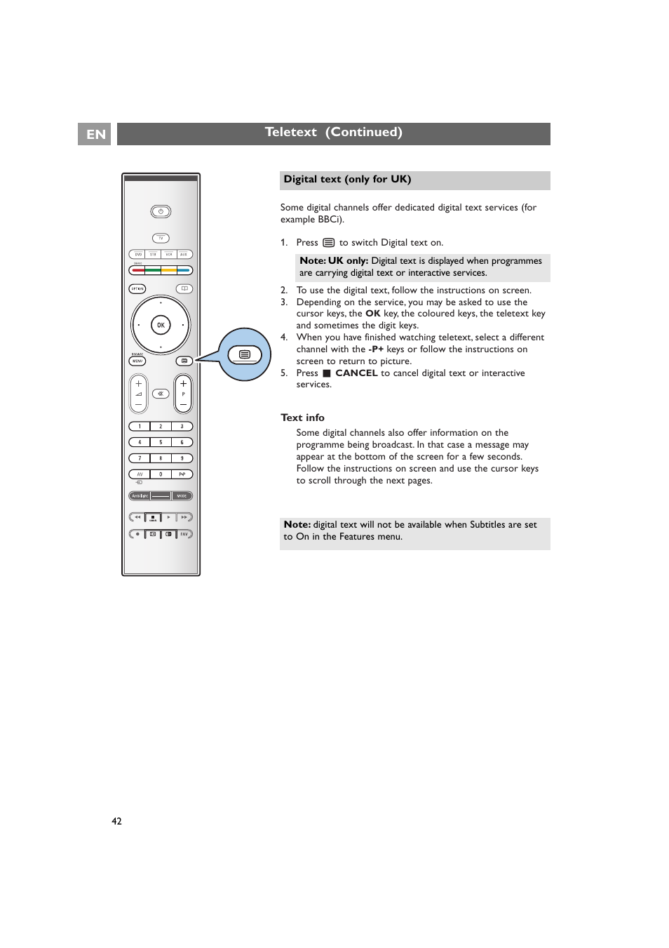 Teletext (continued) en | Philips 42PF9641D/10 User Manual | Page 42 / 65