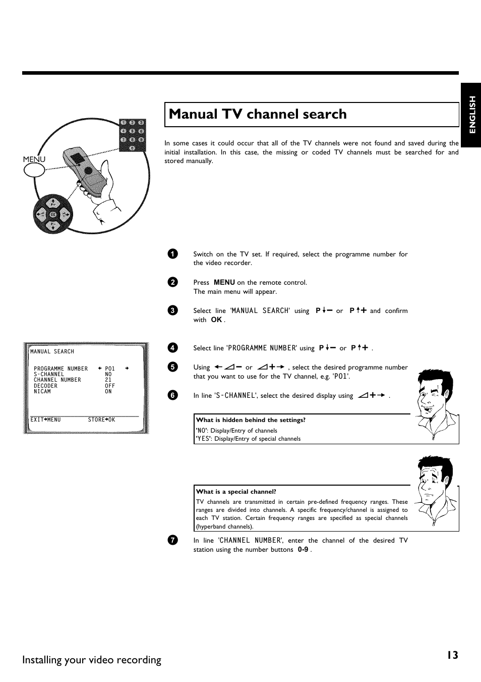 Manual tv channel search, Installing your video recording | Philips DVR User Manual | Page 17 / 51