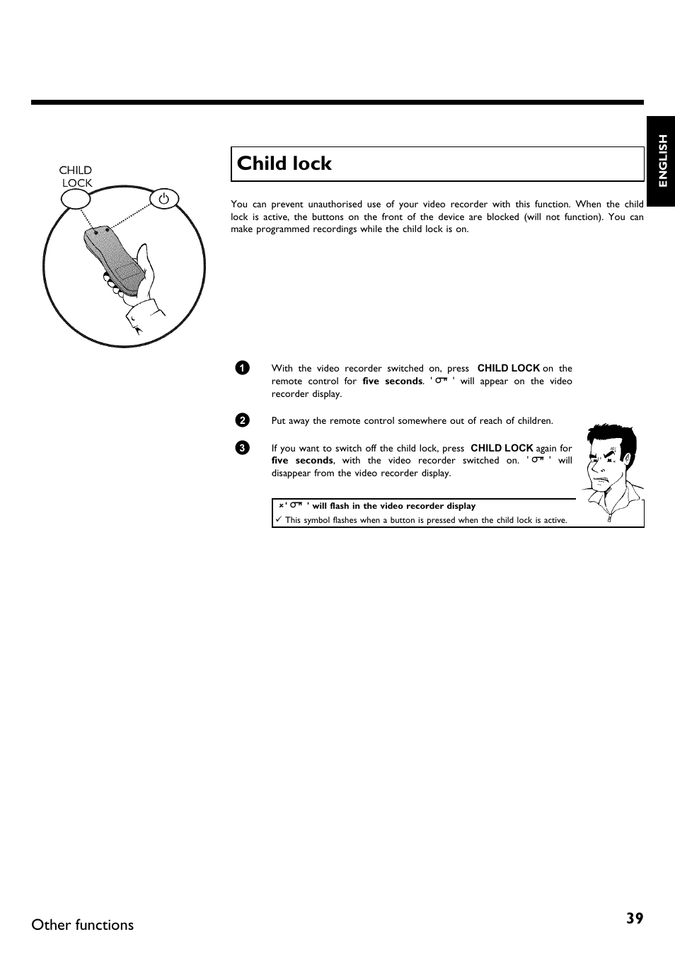 Child lock, Other functions | Philips DVR User Manual | Page 43 / 51