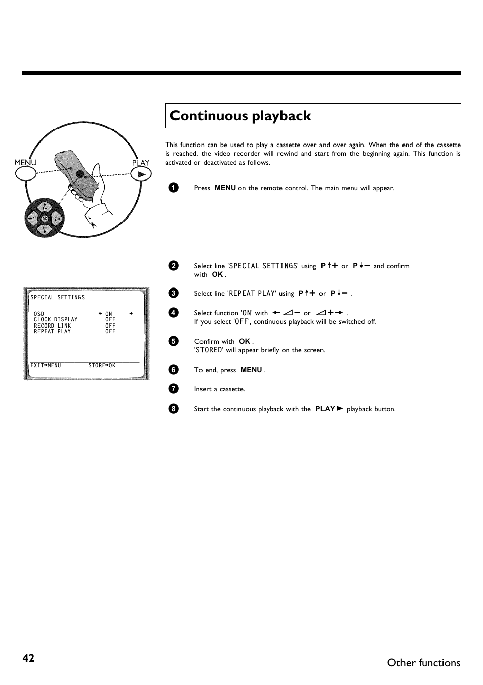 Continuous playback, Continuousplayback, Other functions | Philips DVR User Manual | Page 46 / 51