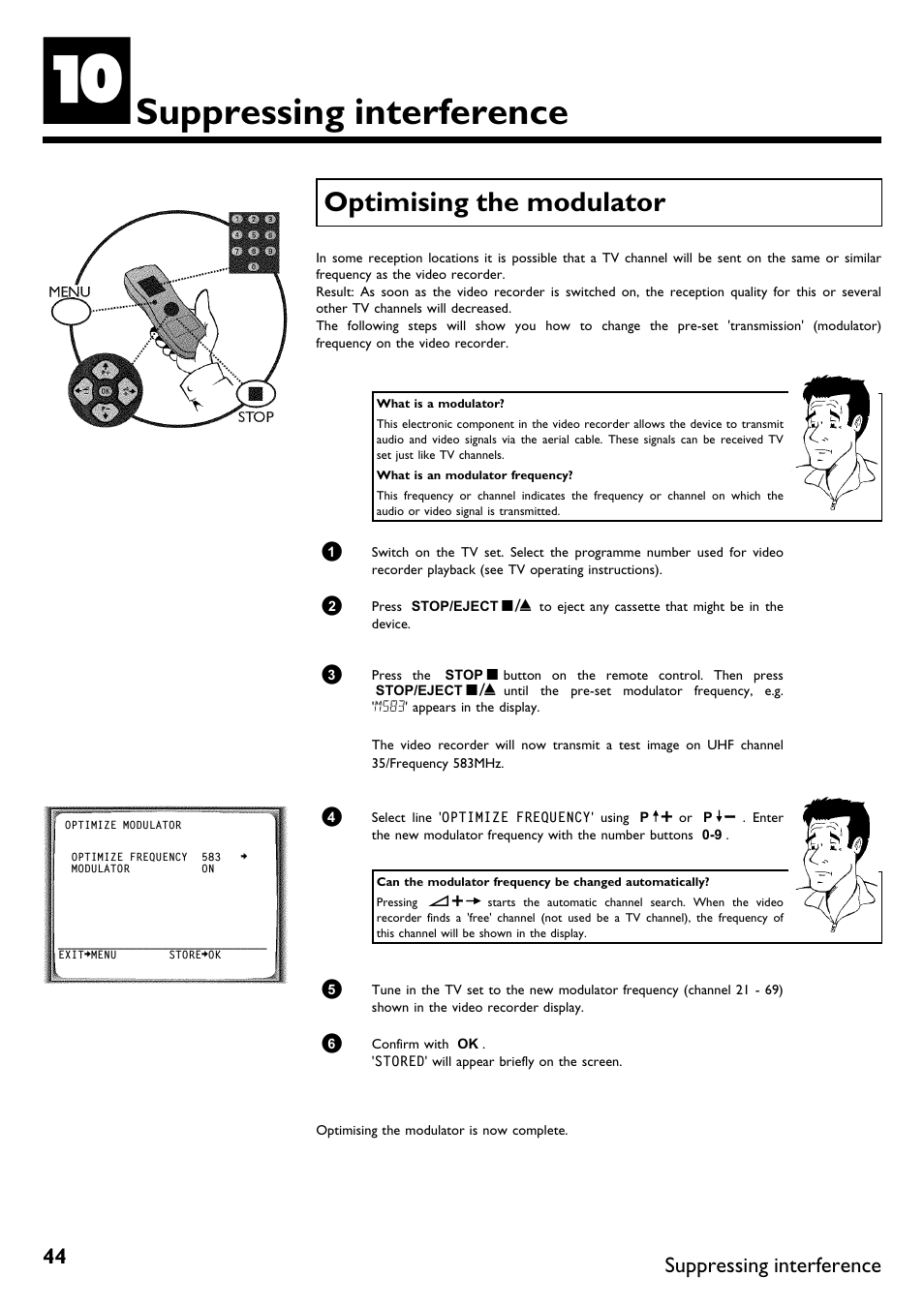 Suppressing interference, Optimising the modulator | Philips DVR User Manual | Page 48 / 51