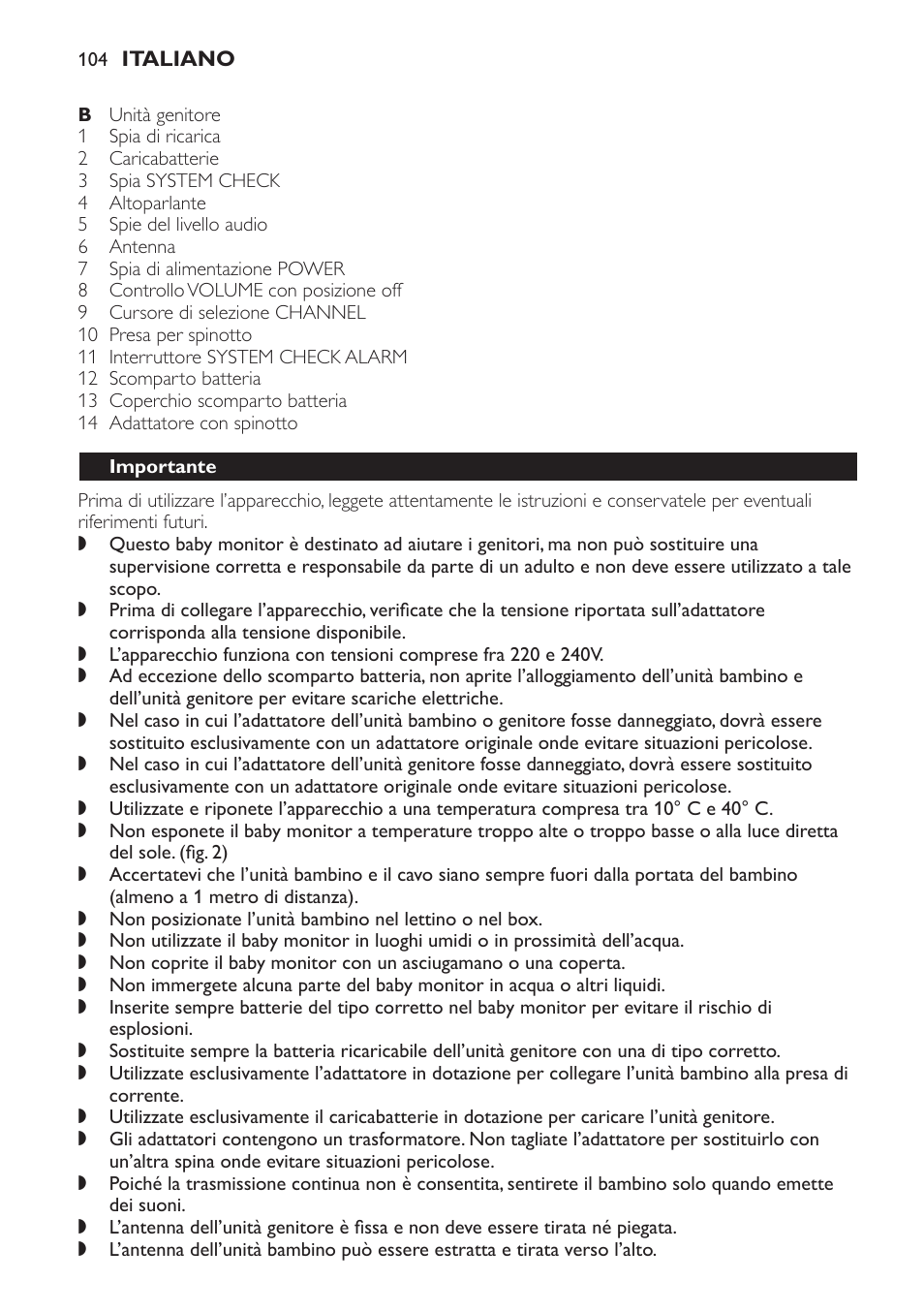 Importante | Philips SCD 469 User Manual | Page 104 / 188