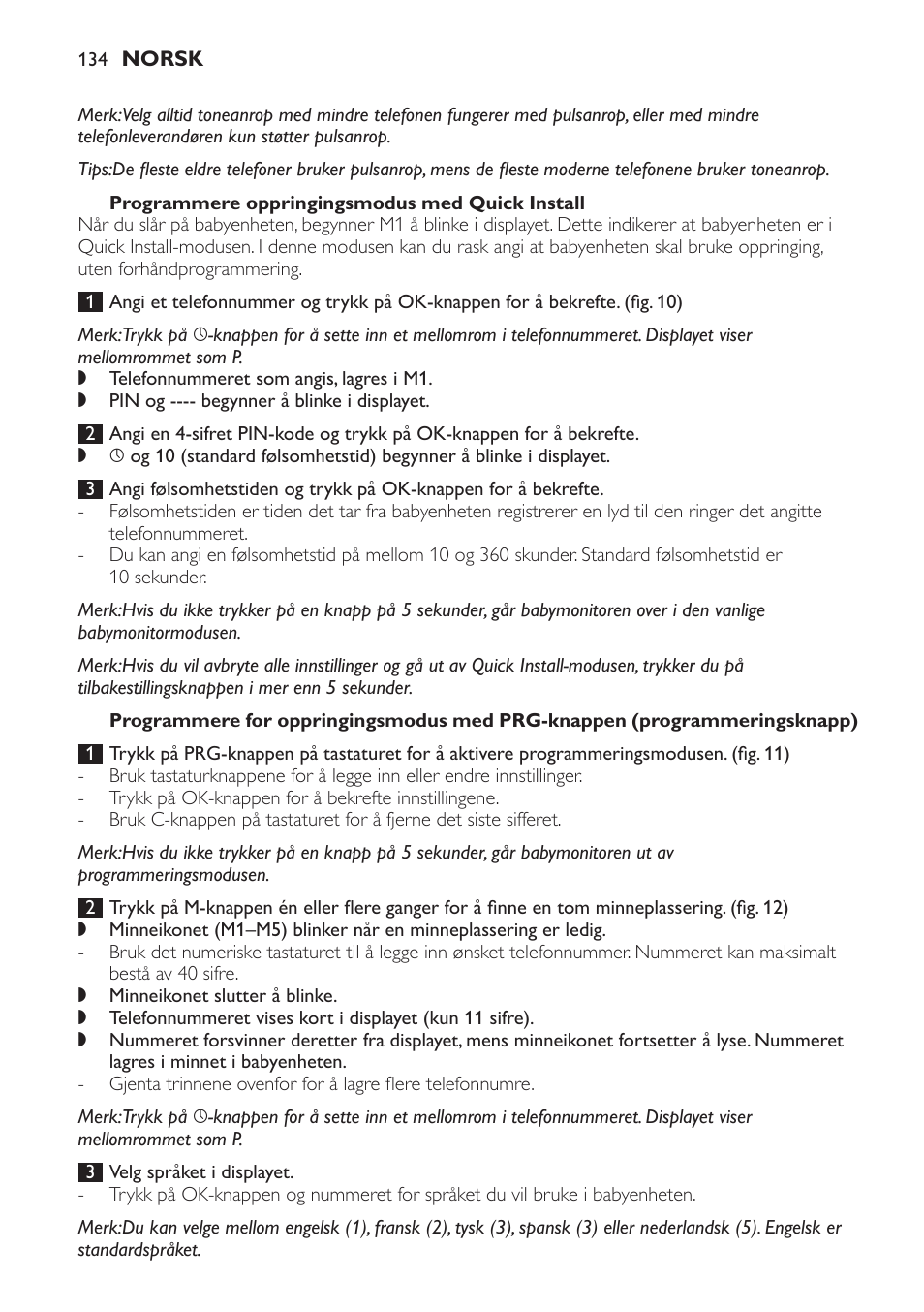 Programmere oppringingsmodus med quick install | Philips SCD 469 User Manual | Page 134 / 188